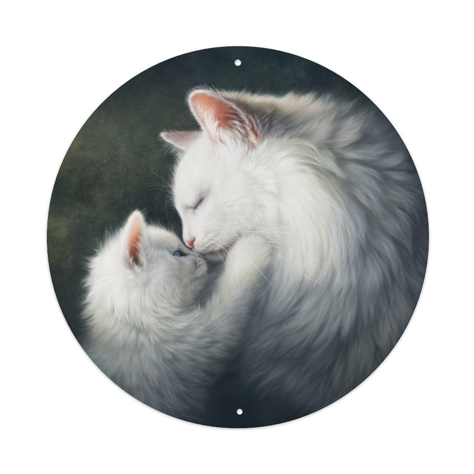 Animals Poster Kittens Cute Cat Feline Mammals Vintage Metal Tin Sign Plaque Wall Decor for Cafe, Club, Garden Round Metal Poster 8x8Inch