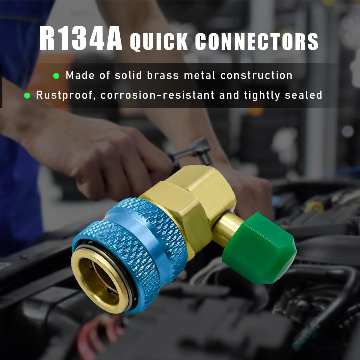 povtii 3 PCS Oil and Dye Injector Tool, R134A Compressor Oil Injector Kit with Quick Coupler, AC Oil Injection Tool Backflow Prevent Kit with 1/4" SAE Connector, Car Accessories