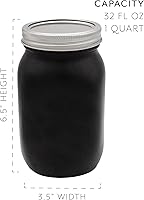 Vista 6 de Darware Tarros de masón negros de granja (juego de 2); decoración del hogar y almacenamiento de boca ancha decorativos tarros Mason de boca ancha