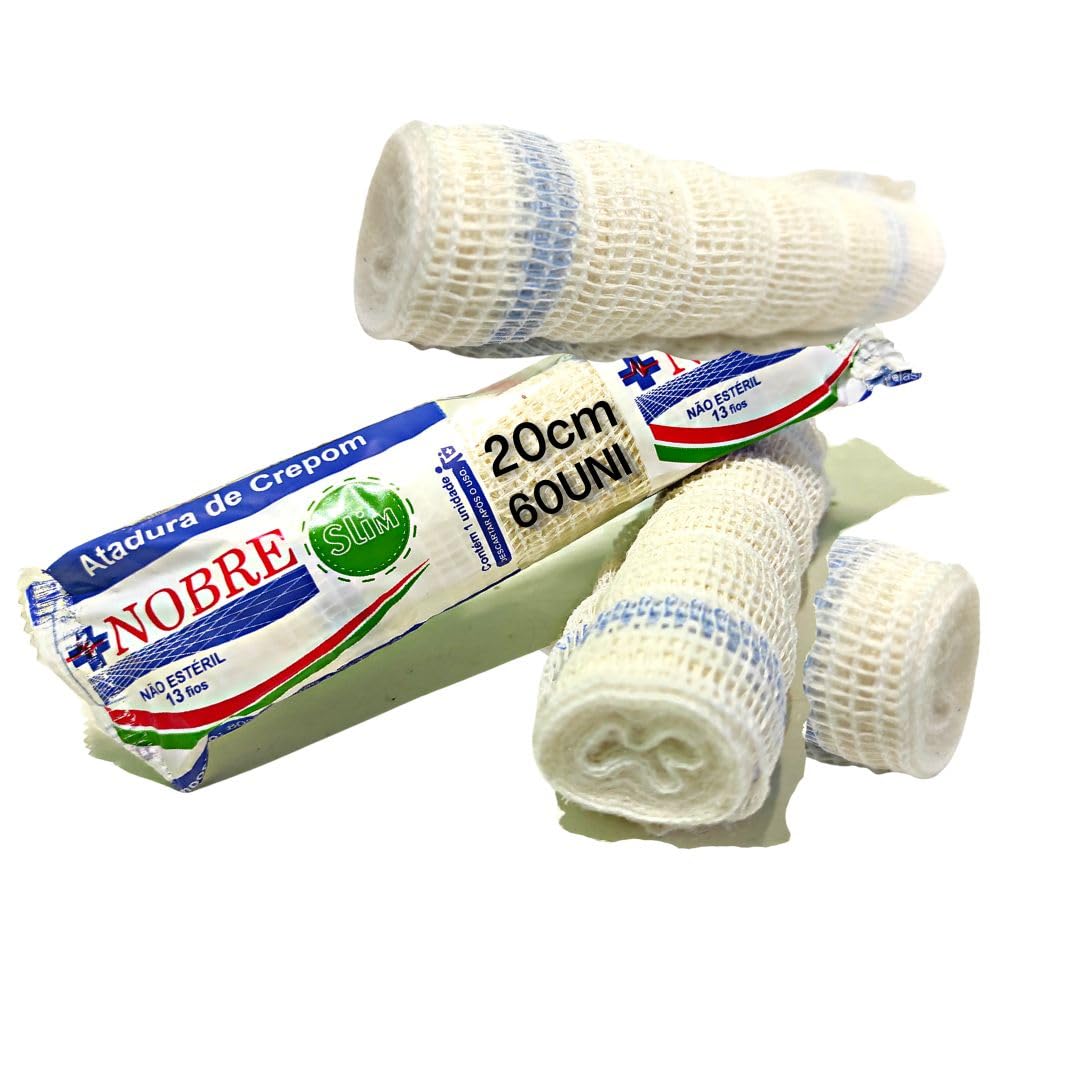 Atadura elástica crepom 13 fios - 20cm x 1,8m - 60 rolos