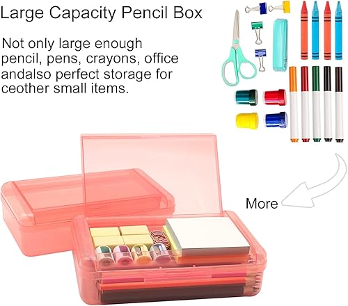 Miniatura 9 de Caja de lápices, 1 caja de lápices transparente de doble capa, estuche de plástico de gran capacidad, estuche para lápices con tapa hermética, caja