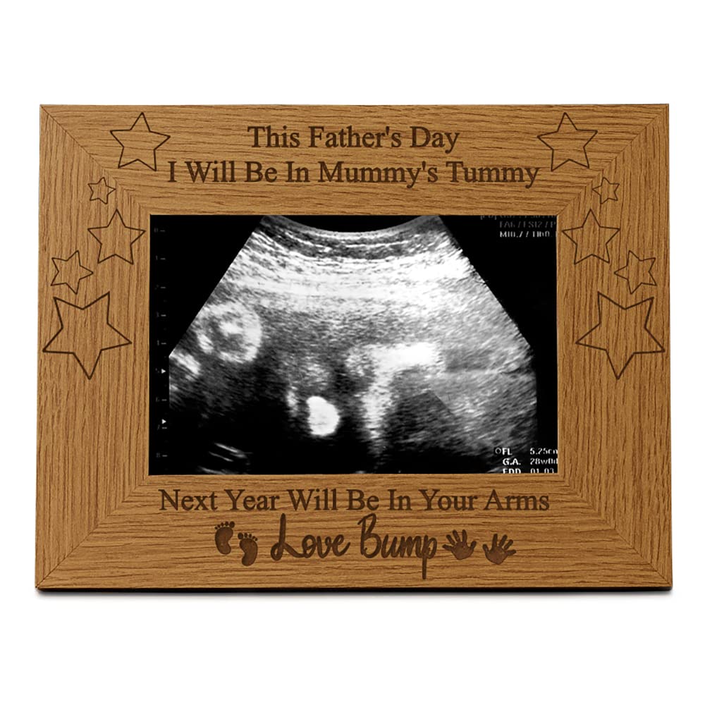Ukgiftstoreonline Brown Fathers Day Gift For Dad To Be Wooden Baby Scan Photo Frame