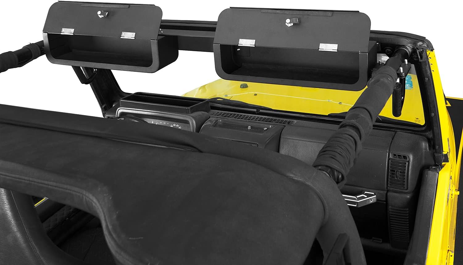 Hooke Road Wrangler Front Seat Overhead Lock Box Interior Console Storage Case for Jeep Wrangler TJ 1997-2006