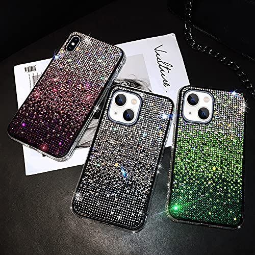 Coque iPhone 14 violette strass brillants LUVI faite main - 2