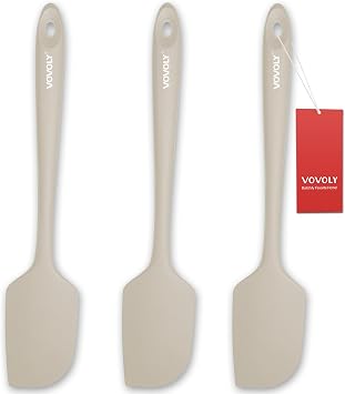 3 Pack Large Silicone Spatula for Kitchen,600F Heat resistant Rubber Spatulas for Baking,Cooking, Scraping,and Mixing,Non Stick Kitchen Utensils, BPA Free, 11.2 IN, Khaki