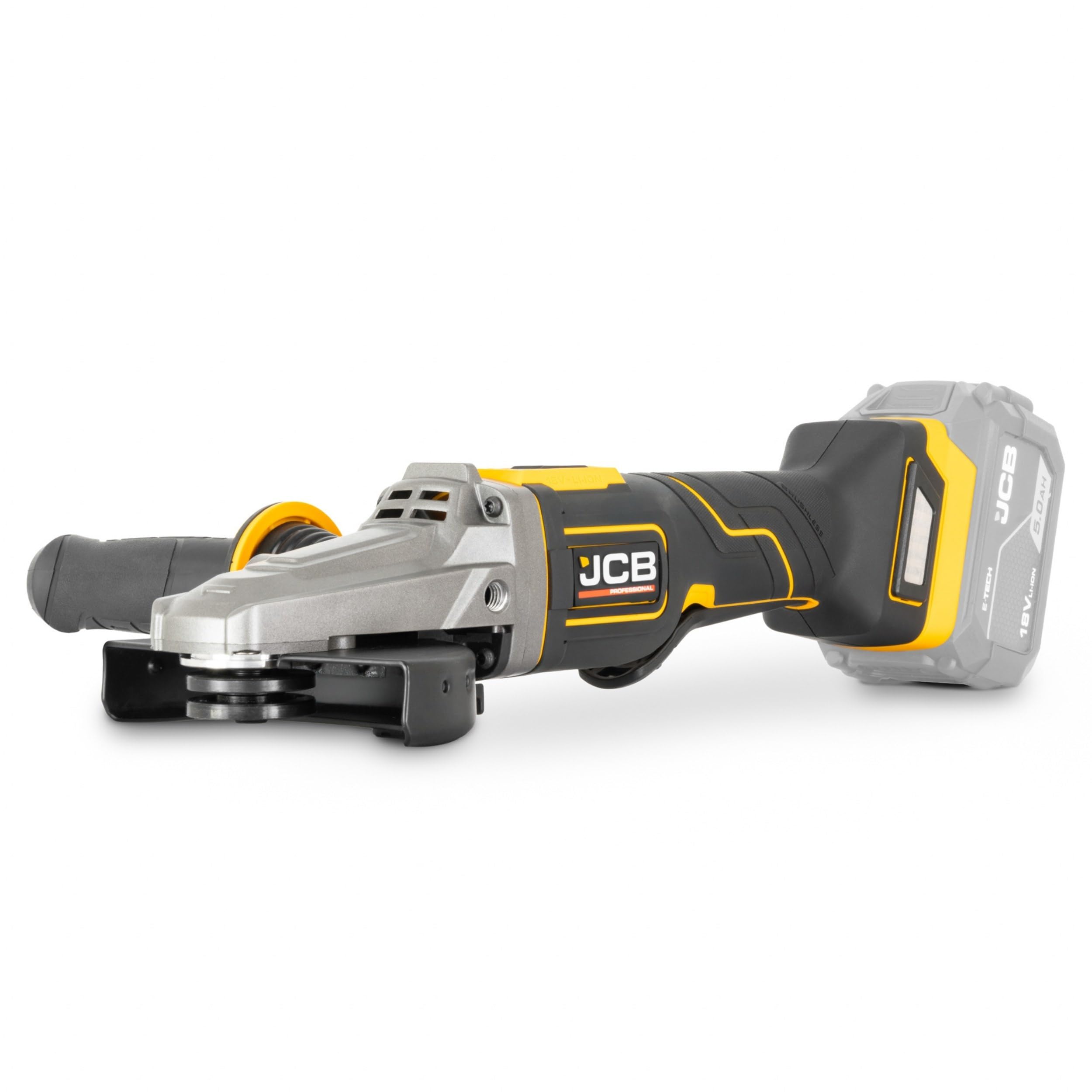 Jcb Pro Cordless Flat Head Angle Grinder 18V 5" / 125Mm Digital Speed Control, Paddle Switch, Brushless Bare Unit