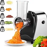 Cortador Elétrico Automático de Vegetais Ralador 5 Lâminas Aço inoxidável 250 W (110V | VOLTAGEM)