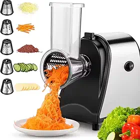 Cortador Elétrico Automático de Vegetais Ralador 5 Lâminas Aço inoxidável 250 W (110V | VOLTAGEM)