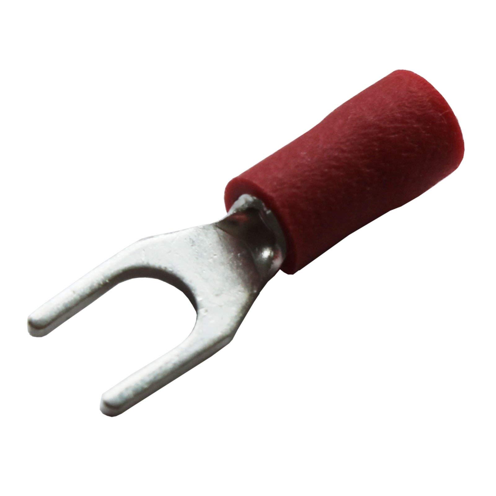 All Trade Direct 100 x Red 4.3mm Fork Insulated Wire Connector Electrical Crimp Terminal