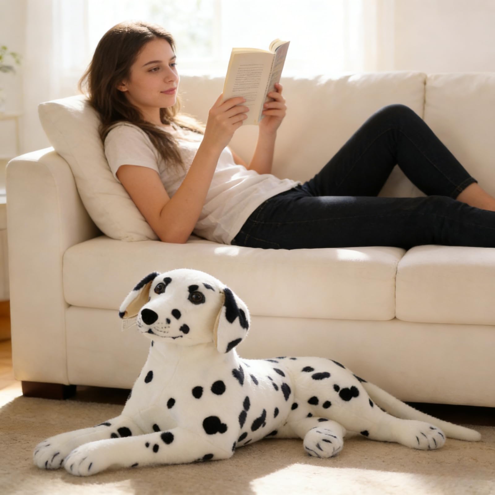 Dalmatiner Hund Kuscheltier, Realistischer Dalmatiner Plüschtier, Plüsch-Hund, Kuscheltier für Kleinkinder & Kinder, weich und kuschelig (90 cm,Stehend)