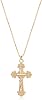 Fettero Cross Necklace Faith Pendant 14K Plated Dainty Chain Minimalist Simple Tiny God Lords Prayer Religious Jewelry