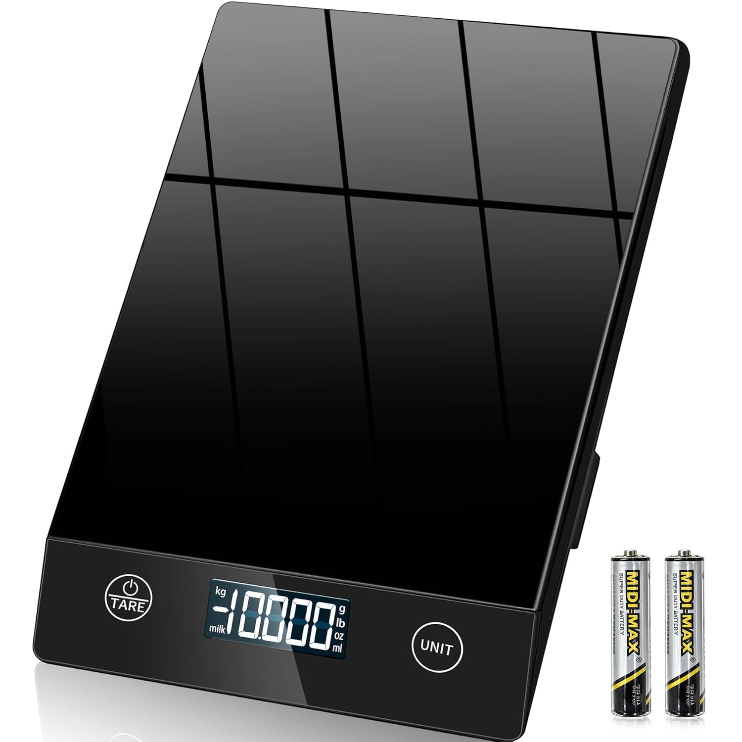 Küchenwaage Digital 10KG Küchenwaagen Glas Digitale Waage Wasserdicht Elektronische Haushaltswaage zum Backen, Tara Funktion, Touch-Taste, 1g Genaue