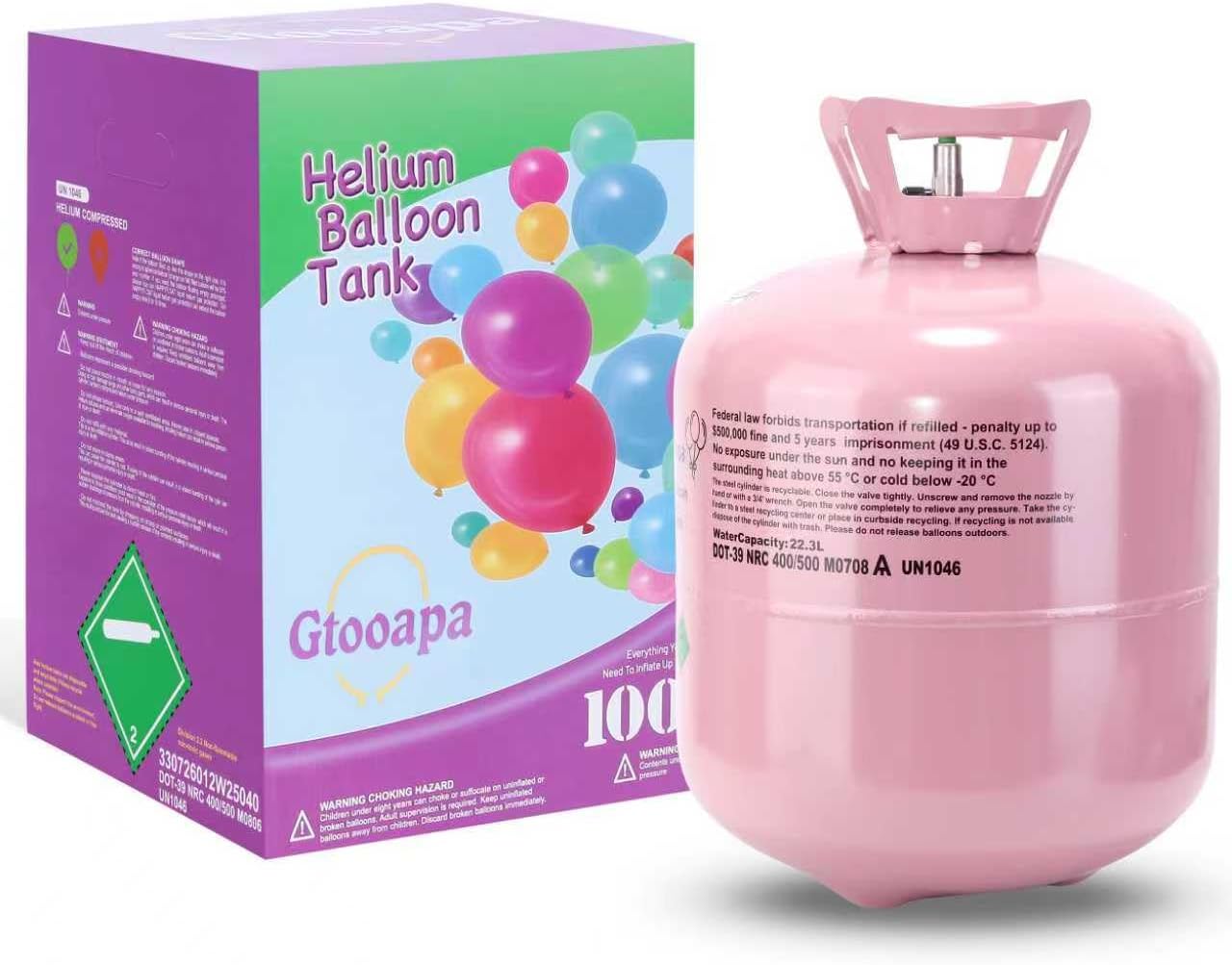 Helium Gas for Balloons at Home 22L Helium Tank Up to 100 Latex Balloons and Ribbons Included 1-Tank
