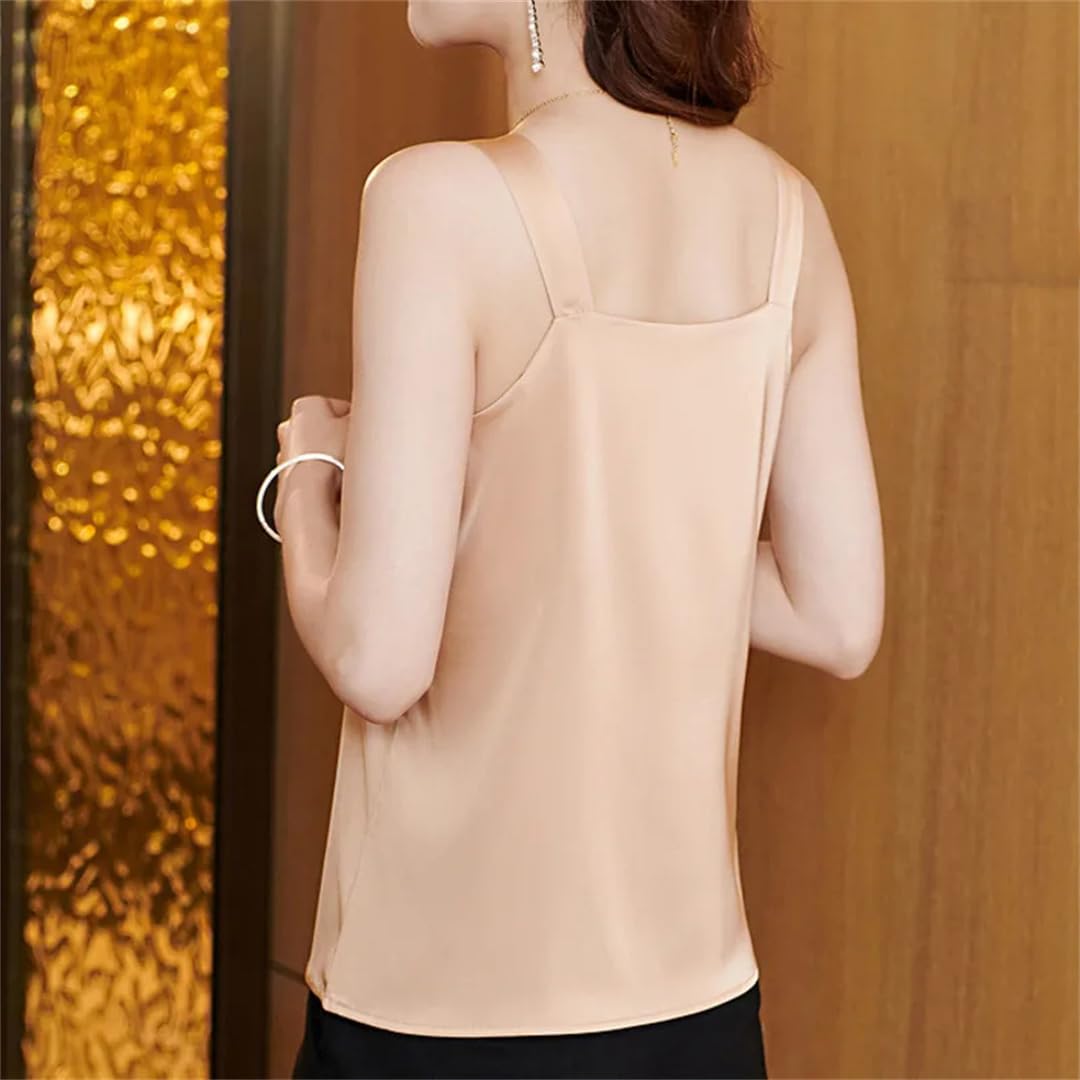 Donne Camis Top Breve Summersatin Tinta unita Ufficio Base Top Slash Neck