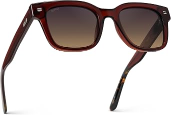 نظارات WearMe Pro WMP - نظارات شمسية مربعة كلاسيكية للرجال، إطار أسيتات خفيف الوزن مع عدسات مستقطبة، حماية 100% من الأشعة فوق البنفسجية