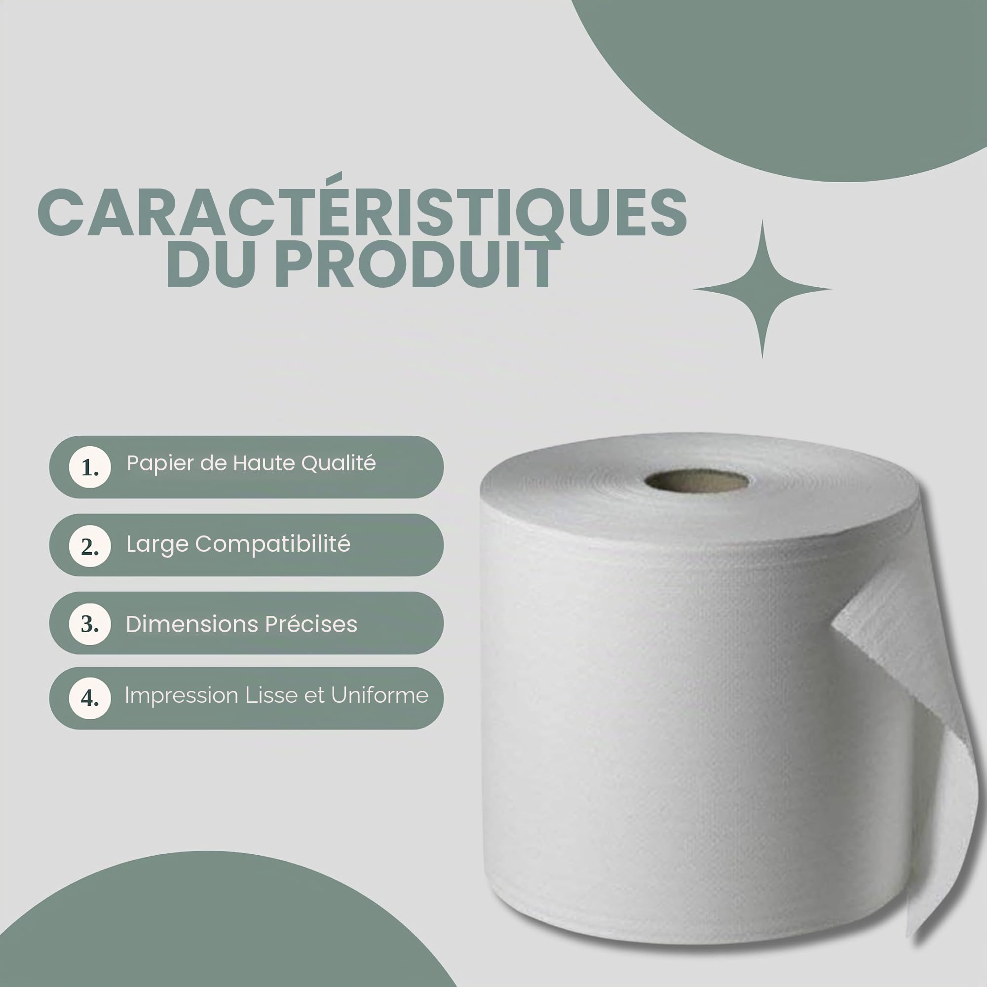 Balsat Lot de 6 bobines de papier industriel blanc 100 % pâte vierge