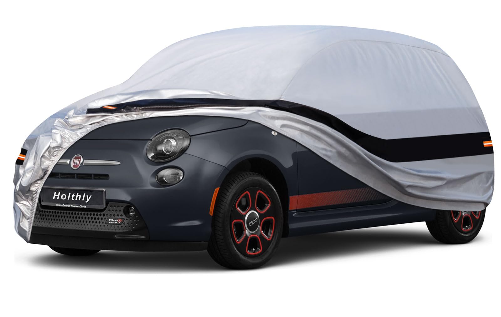 Holthly 10 Schichten Autoabdeckung 100% Wasserdicht, Outdoor Autoplane für Vollgarage Regen Sonne Staub UV Schutz. Auto Abdeckplane Passend für VW Up, Toyota Aygo, FIAT 500, Renault Twingo.Silbrig C1