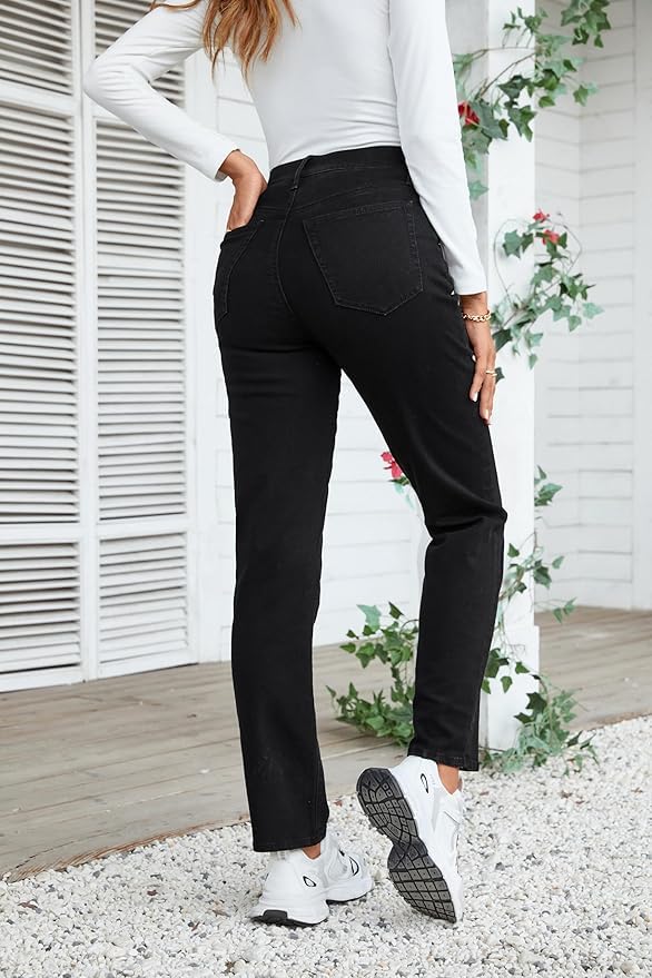 OFLUCK Straight Leg Mom Jeans for Women High Waisted Trendy Ankle Jeans Boyfriend Denim Tapered Leg Pants
