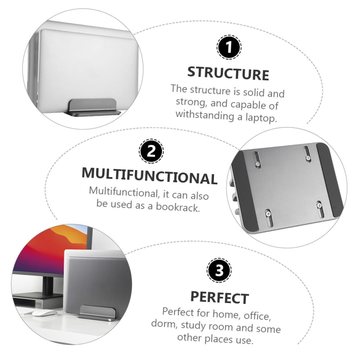 Angoily Soporte Vertical Doble para Portátil Base para Tableta Aluminio Soporte para Escritorio para Oficina o Estudio Excelente y Ventilación