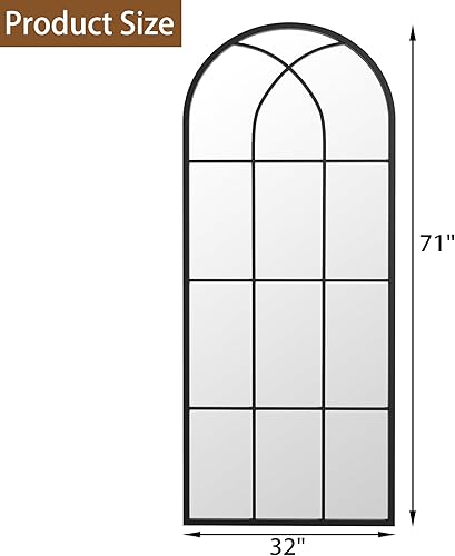 Miniatura 4 de ZMYCZ Espejo de pared arqueado, espejo de pared negro, espejo de baño con parte superior arqueada, espejo de granja, espejo de marco de metal de