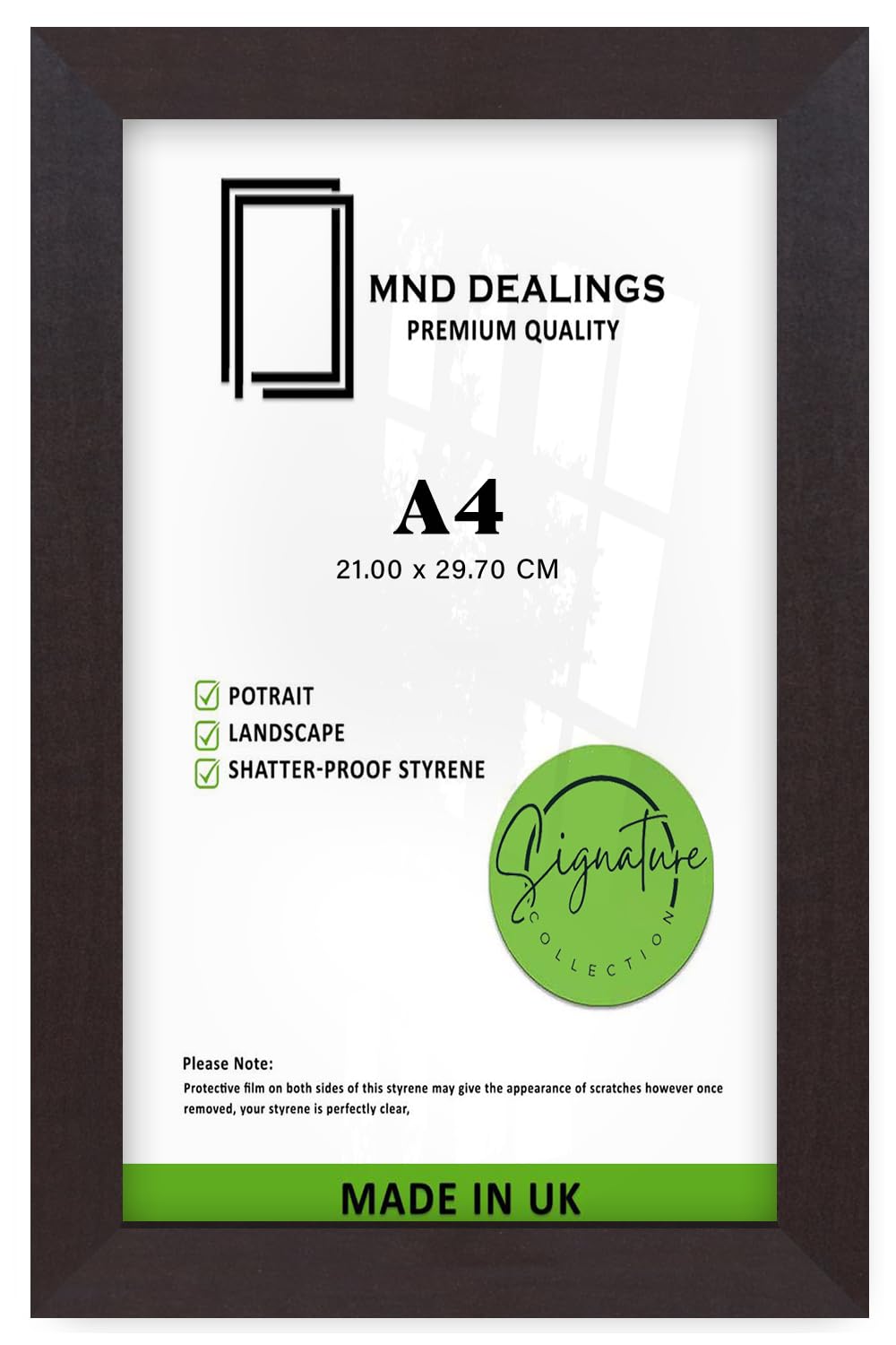 MND Dealings | MDF Picture Frame A4 (21.00 x 29.70 CM) Perfect for Home, Office & Art Gallery Wall Décor, MDF Wood Texture with Hanging Hooks for Easy Installation [ Mahogany ] — image 1