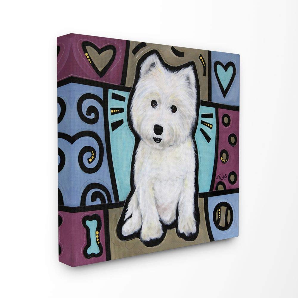 Stupell Industries Purple Blue White Terrier Dog Pet Painting, Design by Artist Eric Waugh Wall Art, 30 x 1.5 x 30, Canvas