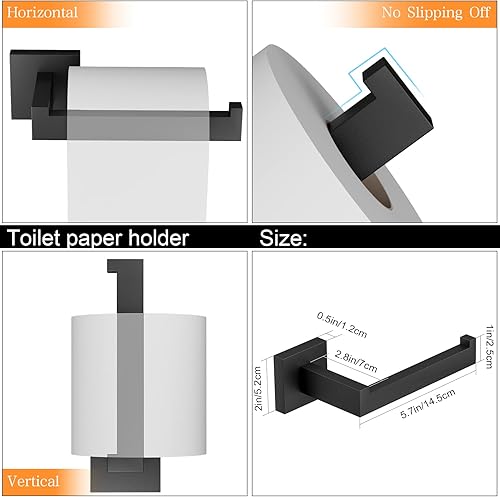 Miniatura 10 de Ralbay Toallero de baño, juego de 5 piezas de accesorios de baño de acero inoxidable de alta calidad, juego de toallero montado en la pared, color