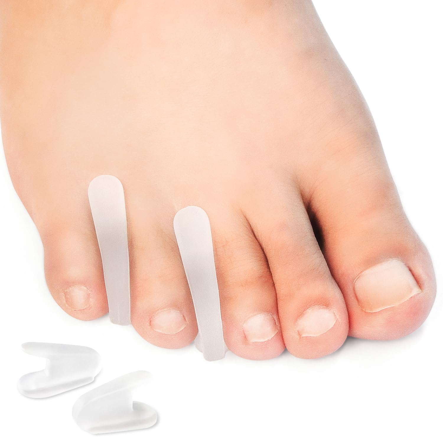 Niupiour Medium Toe Separator for Bunion, 10 Pack- Small Silicone Toe Spacer for Women and Men, Flared Design Gel Toe Straightener for Aligning Toes
