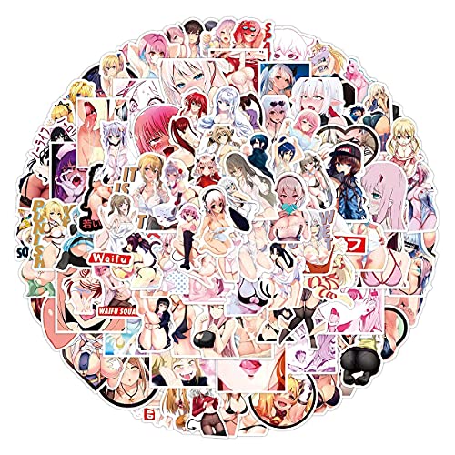 Anime Girl Stickers Pack 100pcs Anime Stickes,Waifu Anime Sexy Girl Stickes for Water Bottle Laptop Travel Case Skateboard Luggage Anime Car Decals