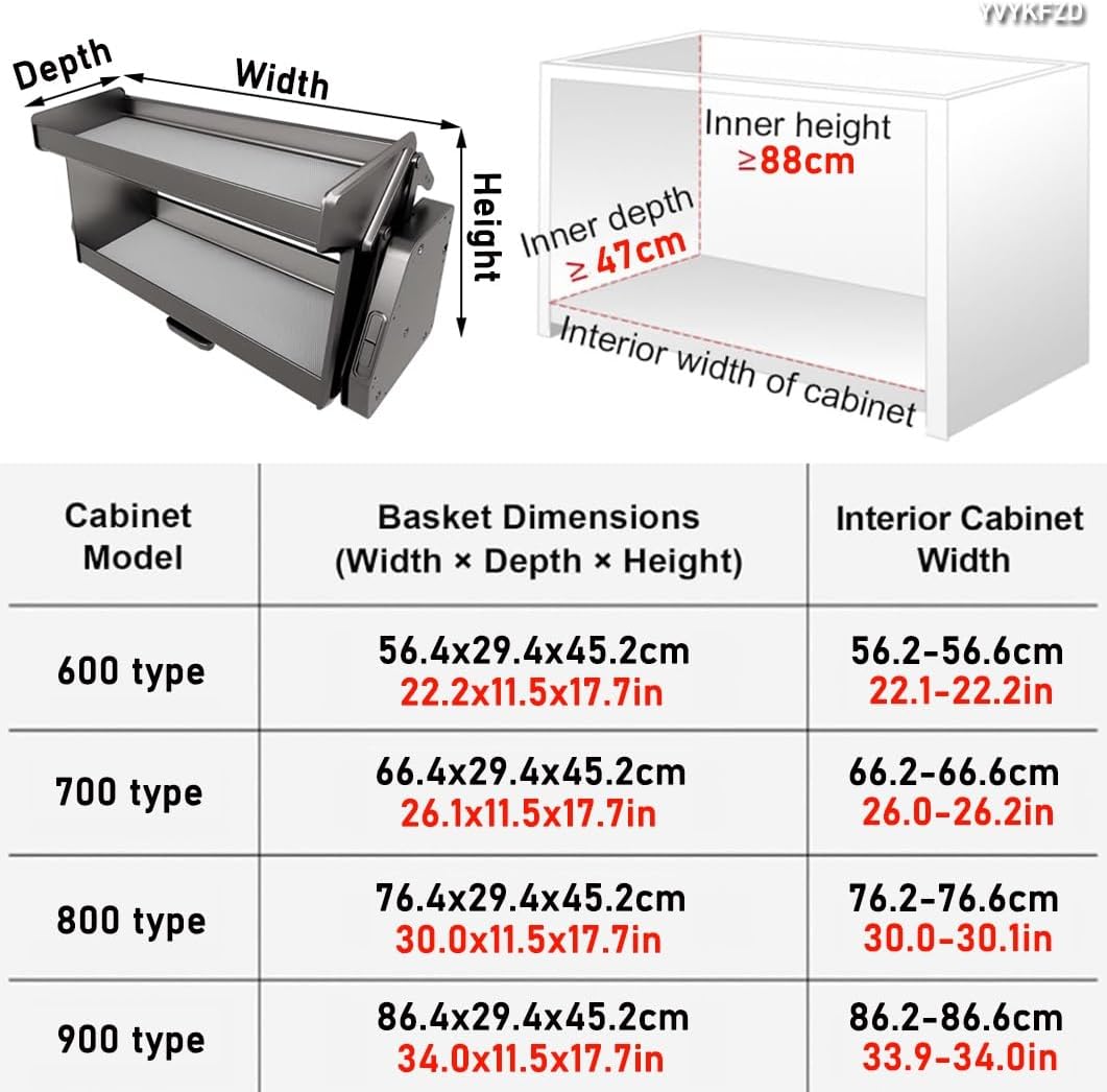 YVYKFZD 2 Tier Pull Out Cabinet Organizer, Upper Pull Down Shelf, Kitchen Cabinets, Wall Cabinet Storage Organizer, High Cabinet Lifting and Foldings, Space Saving(Gray,900 type)