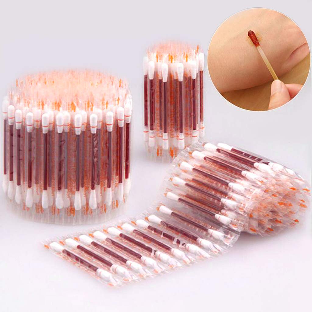 NABIAN Cotton Swabs, 50 Pcs Disposable Medical Iodine Cotton Stick Iodine Disinfected Cotton Swab Climbing Aid First Aid Safety Survival