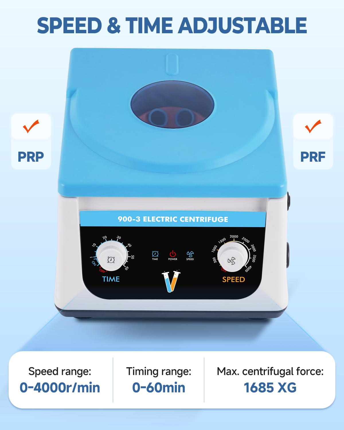 YUCHENGTECH Centrifuga da Laboratorio da Tavolo Bassa Velocità 4000 RPM 6 x15ml Timer 0-60 min 1878xg per Provette 5/7/10ml 23 x 31x 21cm 3.5kg