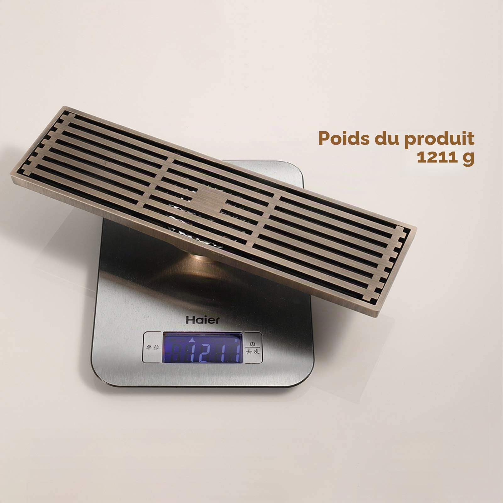Caniveau de Douche Bronze Drain de Plancher Laiton Rectangulaire Siphon de Sol Anti-Odeur Drain De Douche pour WC Salle de Bain Cuisine (300mm × 82mm)