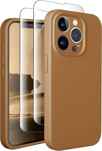 SUW for iPhone 11 Pro Case with 2 Screen Protectors[Full Camera Protection],Soft Anti-Scratch Microfiber Lining Inside,Silicone Shockproof Protective Phone Case for iPhone 11 Pro 5.8",Light Brown