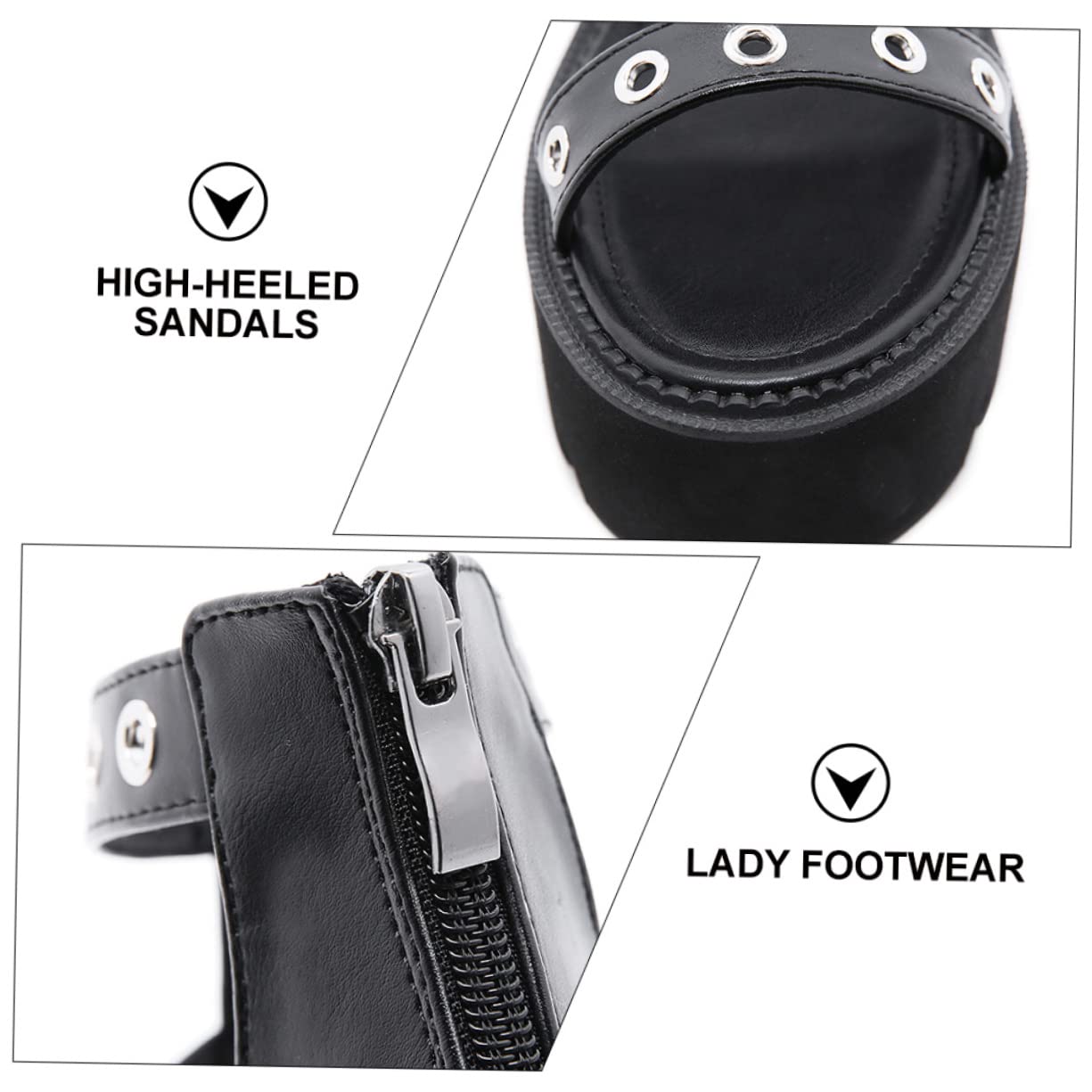 Sandalias Altas Con Plataforma Sandalias De Mujer Abiertas Antideslizantes De Tacón Alto Zapatos Tacones Negros Bien Portado Interior: Símil Piel Black