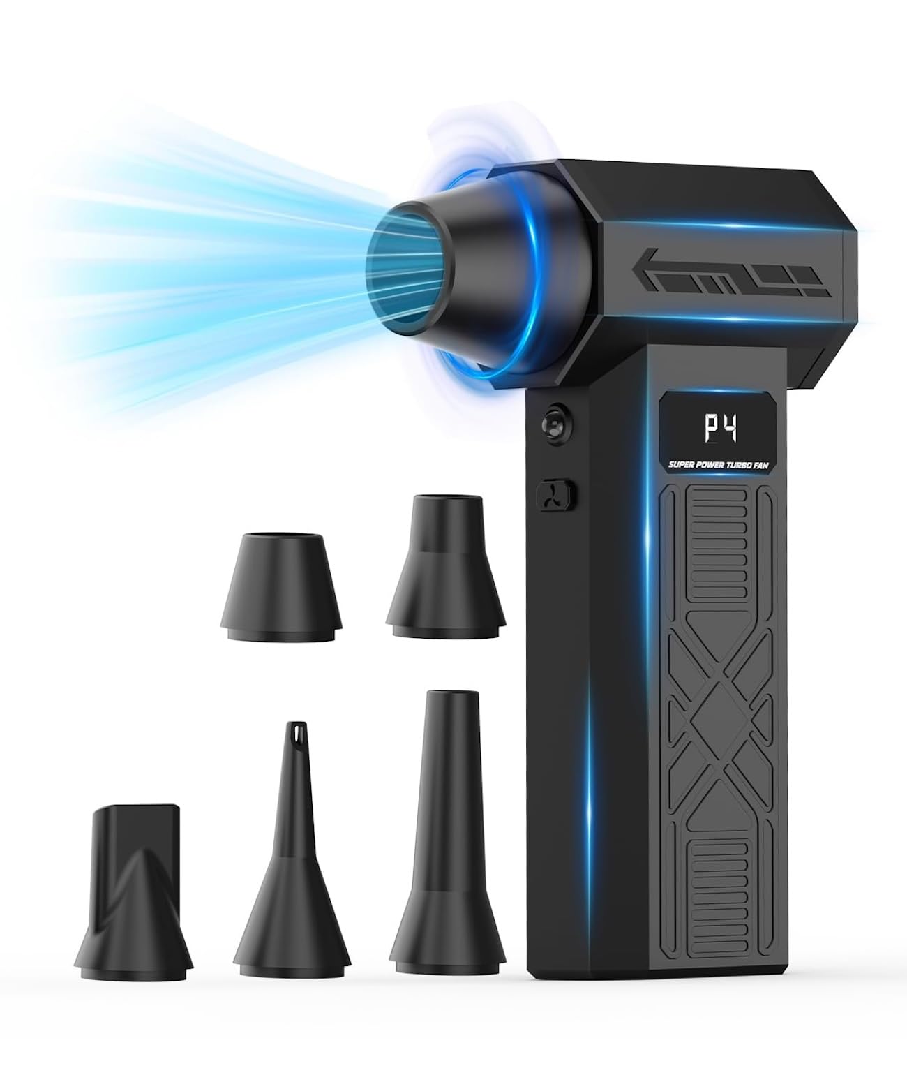 PECODE Compressed Air Duster - 280,000 RPM Electric Air Blower for Keyboard,Camera,PC Vents,Car Interiors & Home,Outdoor,Snow Dusting,Rechargeable Mini Blower with 5 Nozzles,4 Speeds