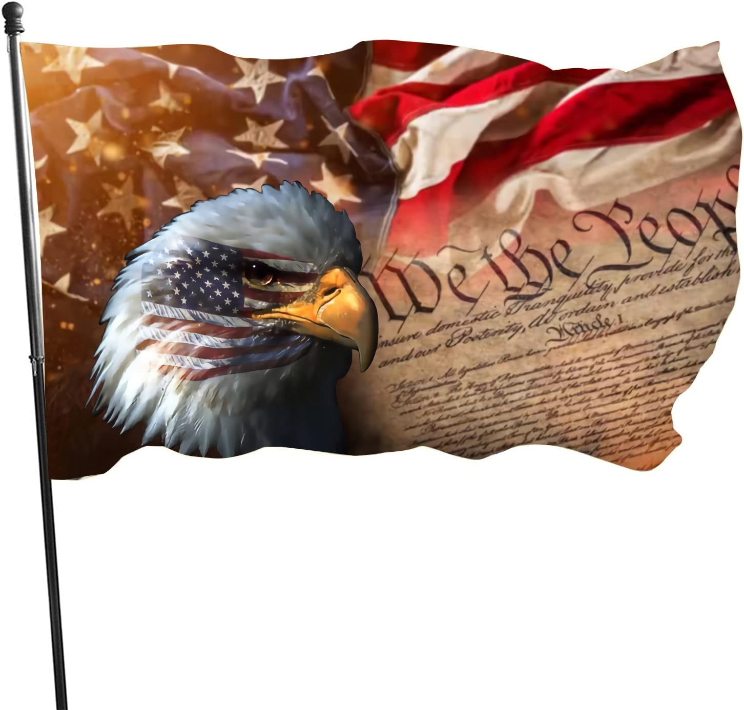 Vintage American Flag Bald Eagle Flag 3x5 Foot God Bless America