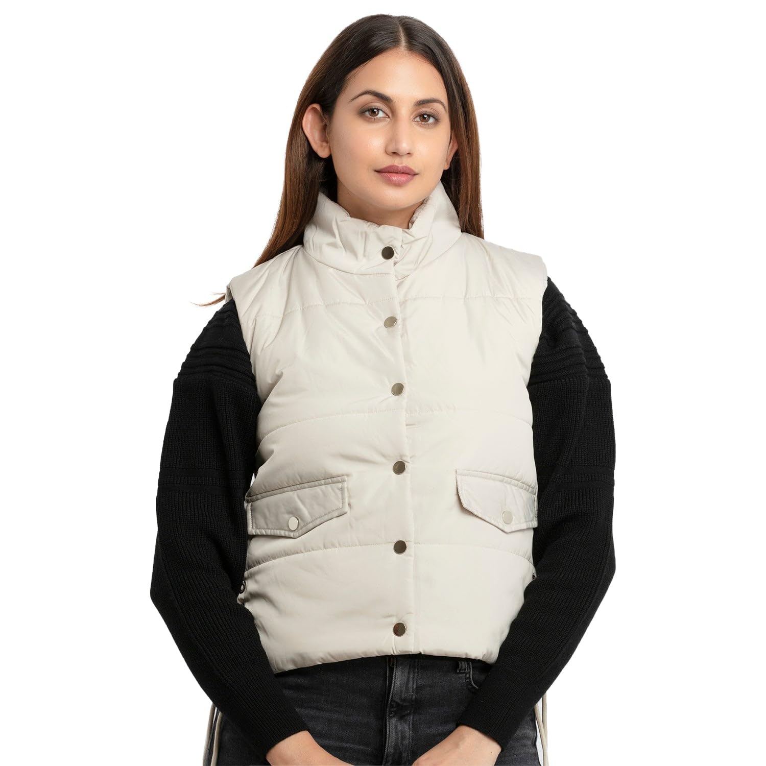 status quo Womens Quilted High Neck Sleeveless Jacket-picture-24