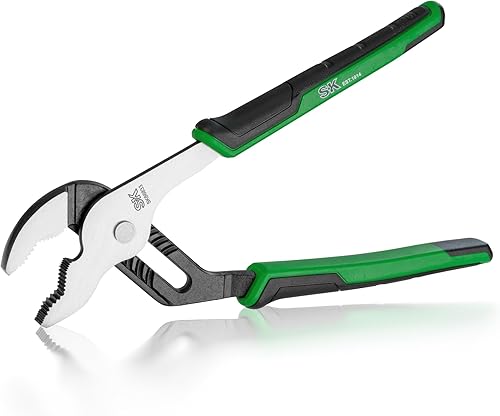 SK Alicates de junta de ranura de 10 pulgadas, alicates de bomba de agua, construcción de acero CR-V premium, mordaza en V con cómodos agarres