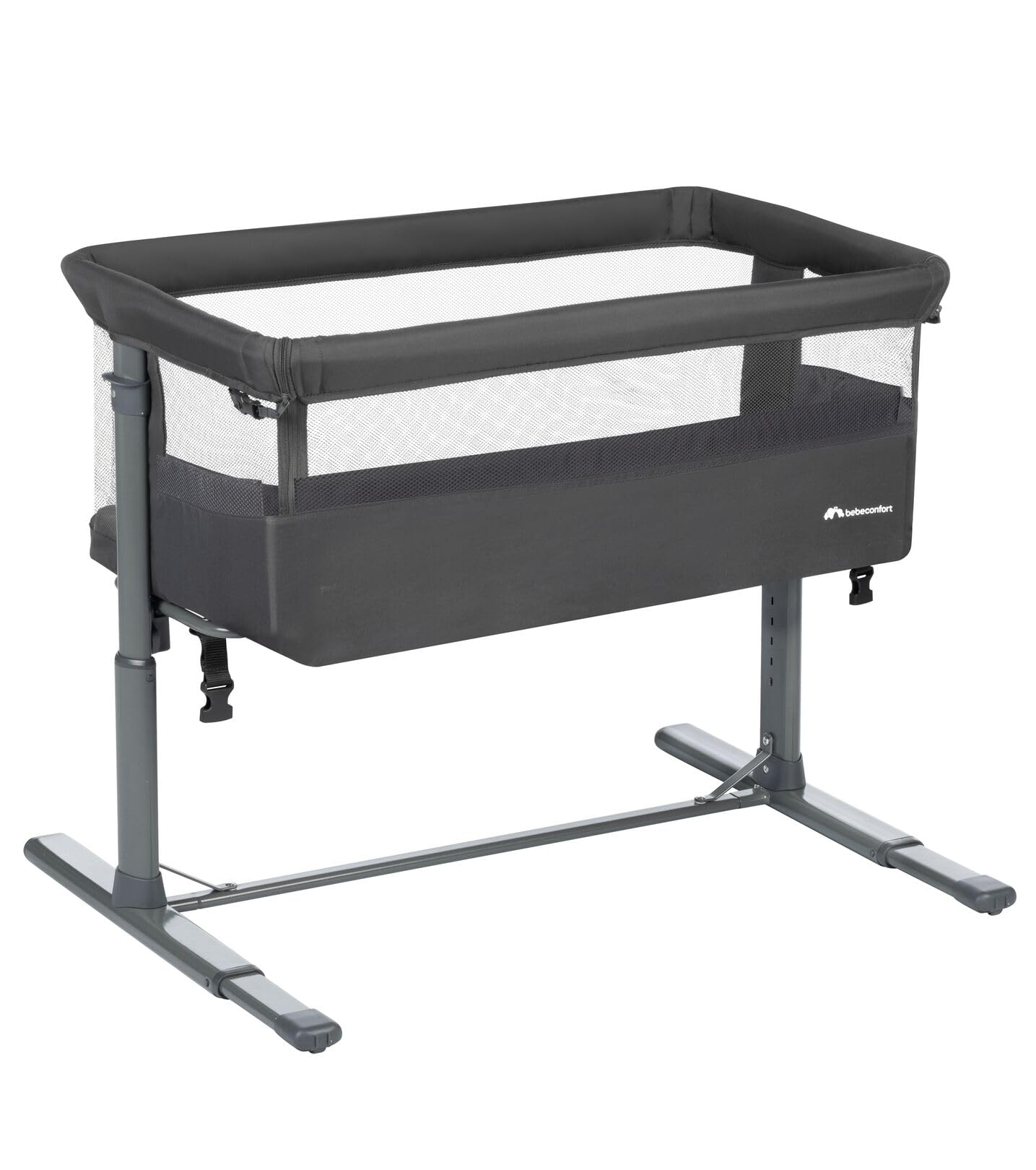Bebeconfort Zina Berceau Bebe Cododo 0-6 Mois 0-9 kg Pliable 5 Positions Hauteur Réglables Matelas Inclinable Mineral Graphite