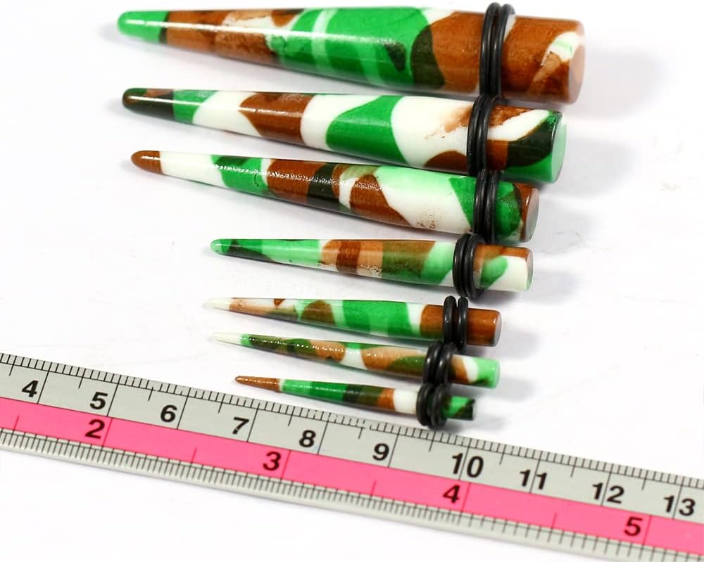 Camouflage Pattern UV Acrylic Straight Tapers - Expander - Stretching - Gauge Ear Plug Body Piercing Jewelry