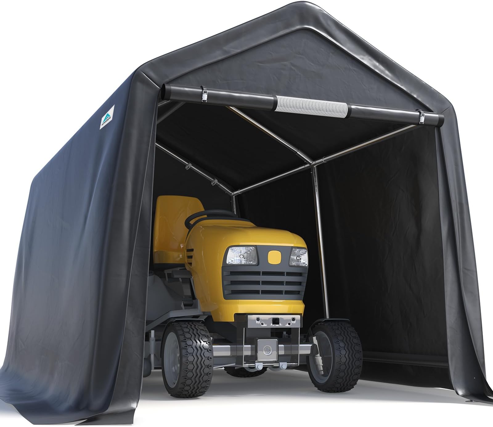 ADVANCE OUTDOOR 10X10 ft Heavy Duty Outdoor Patio Portable Canopy Storage Shelter Shed Carport with 2 Rolled up Zipper Doors & Vents for Snowmobile Garden Tools, Gray