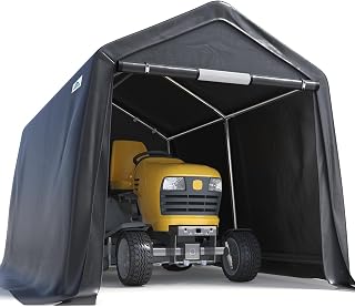 ADVANCE OUTDOOR 8X14 ft Steel Metal Peak Roof Portable Garage Shelter Storage Shed Carport for Motorcycle Bike or Garden Tools with 2 Roll up Doors & Vents, Gray