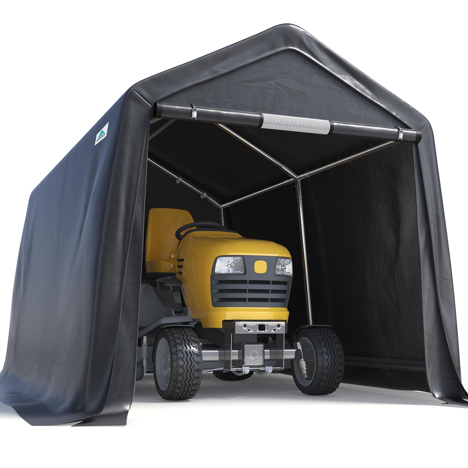 ADVANCE OUTDOOR 10X10 ft Heavy Duty Outdoor Patio Portable Canopy Storage Shelter Shed Carport with 2 Rolled up Zipper Doors & Vents for Snowmobile Garden Tools, Gray