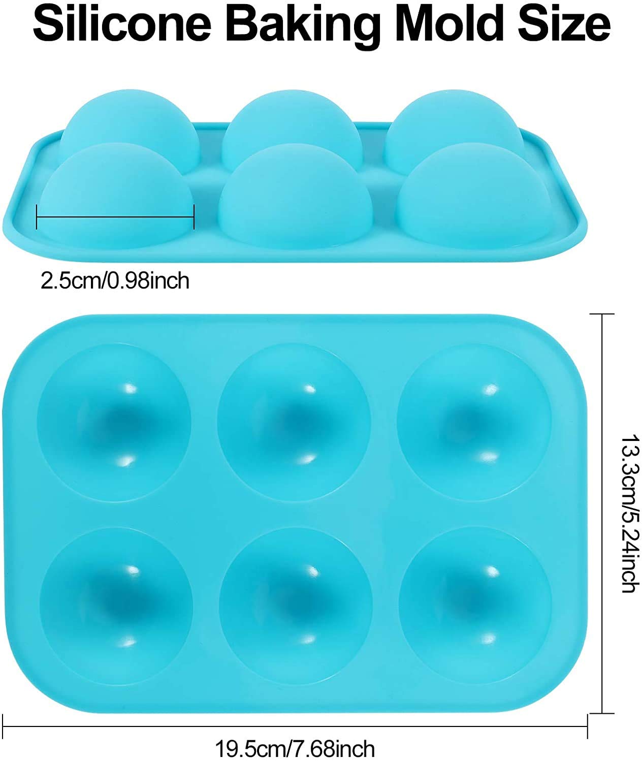 Moule en Silicone de Demi-sphère de 4 pcs, 6 moules Semi-Forme de la cavité Sphere Sphere Sphere Cupcake Moule de Cuisson for Chocolat, gâteau