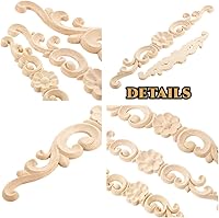 Vista 3 de MUXSAM Apliques de madera decorativos tallados, calcomanías largas de madera para decoración de muebles, tallas de roseta para puerta, gabinete