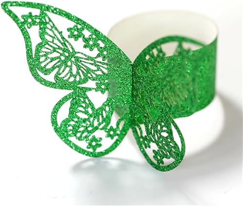 Miniatura 3 de Lavandi 100 servilleteros 3D de papel de mariposa para bodas, fiestas, decoración de mesa, restaurante, hueco, material brillante (verde brillante)