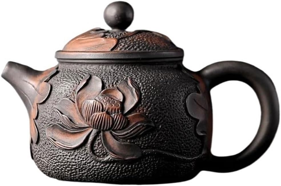 Tea Infuser Tea Kettle Lotus Decorated Teapot Retro Teapot Household Kung Fu Tea Set Hand-carved Teapot Large Capacity Tea Pot Tea Steeper