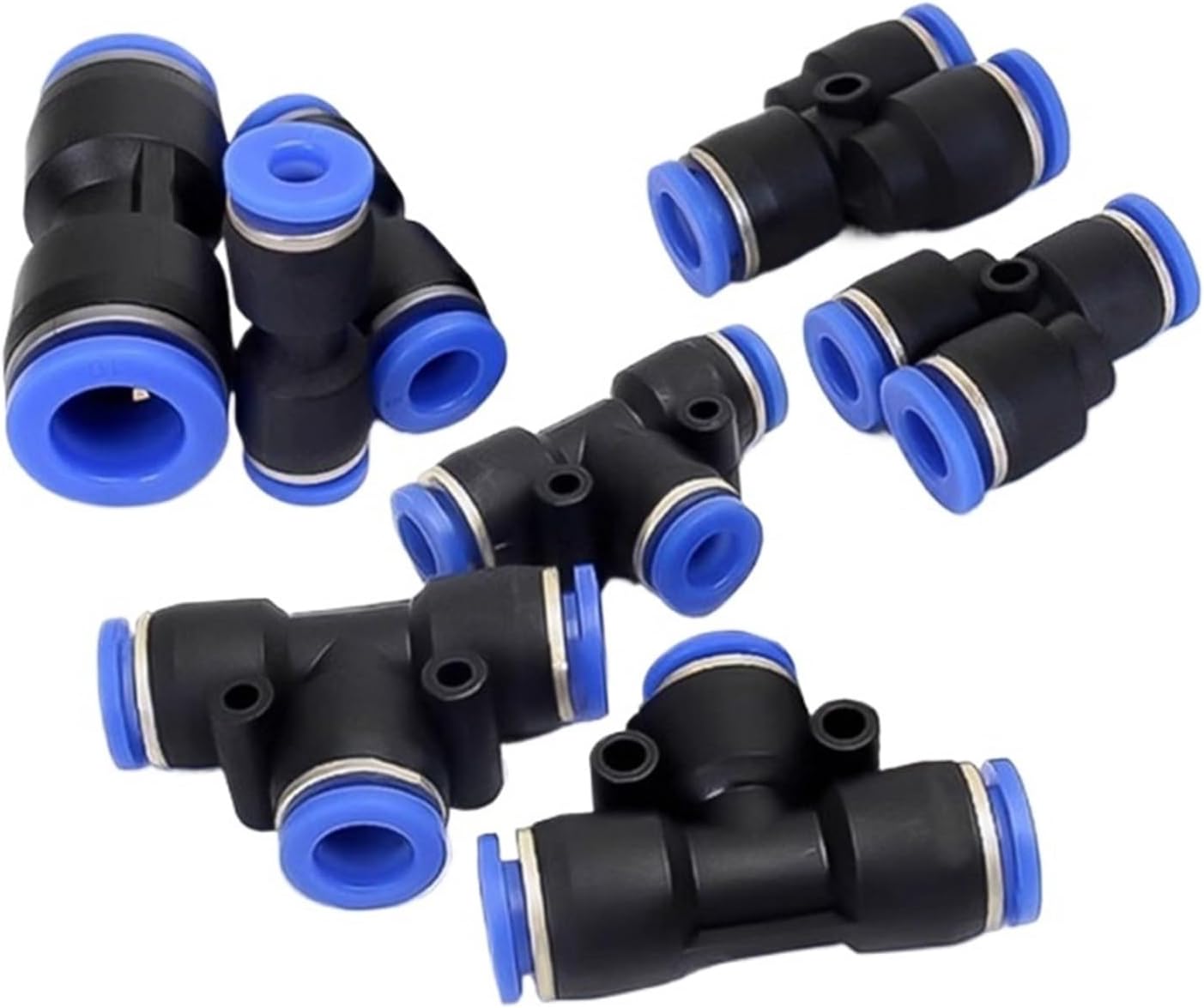 100pcs PE PU PG PY PW Air Connectors Pneumatic Fitting Quick Connect Tee 3Way Plastic Pipe Hose Tube Connector 4 6 8 10 12mm (Color : 4mm(100pcs), Size : PE)