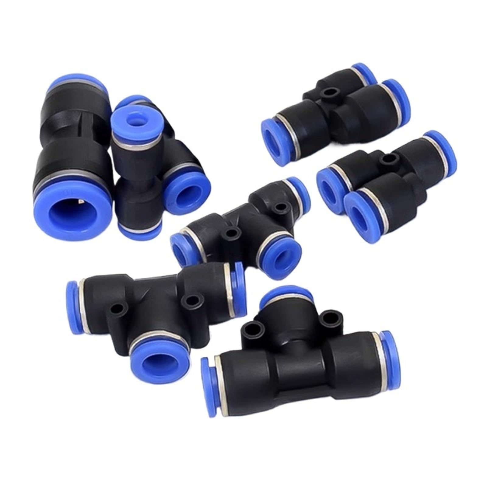 100pcs PE PU PG PY PW Air Connectors Pneumatic Fitting Quick Connect Tee 3Way Plastic Pipe Hose Tube Connector 4 6 8 10 12mm (Color : 8-6(100pcs), Size : PW)